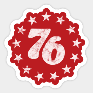 76 - Star Design (Worn White on Red) Sticker